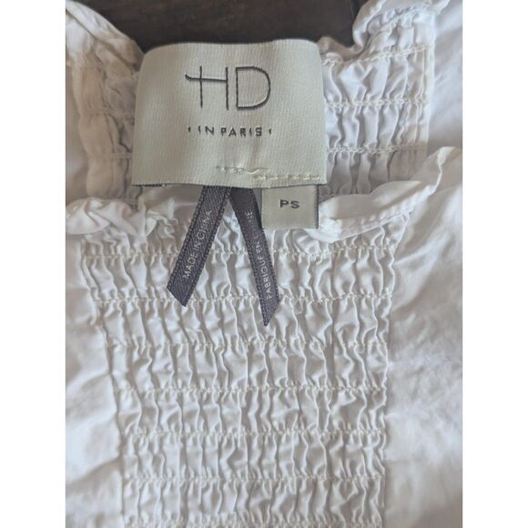 Anthropologie HD in Paris PS White Smocked Sleeveless Mini Dress - Picture 2 of 4